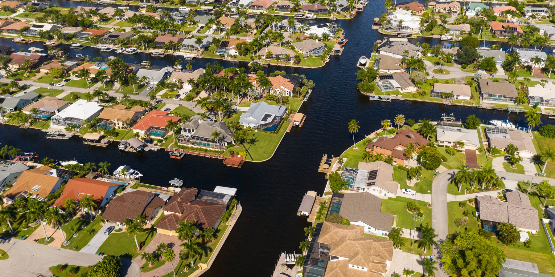 Cape Coral Florida canals aerial